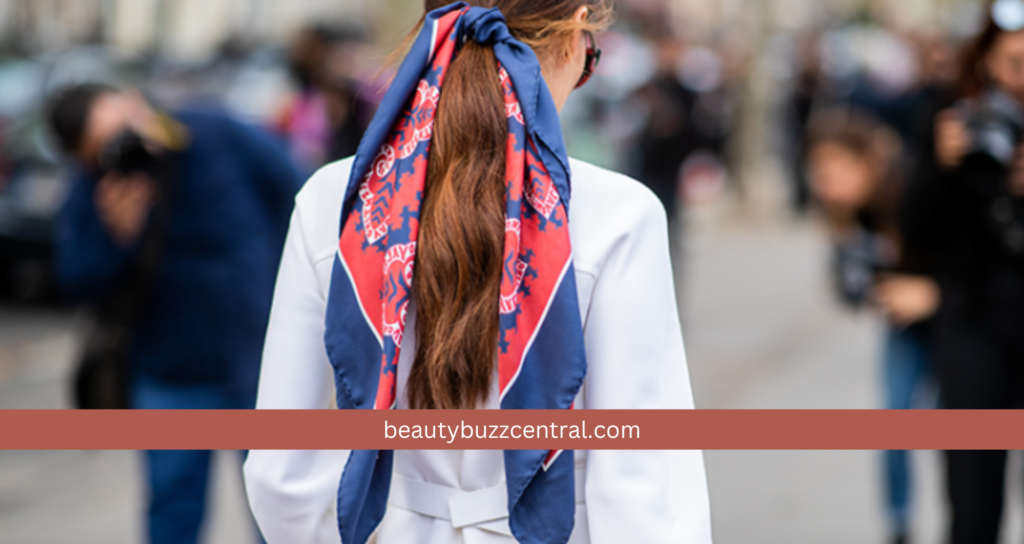 style silk scarves as ponytail wrap