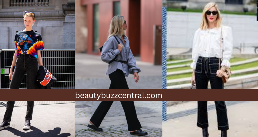 how to style black jeans in street style 